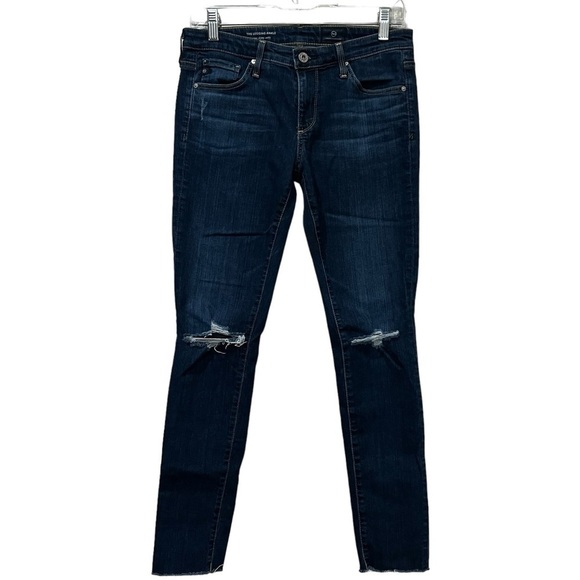AG Adriano Goldschmied 27 Super Skinny Ankle Distressed Raw Hem Jeans R6 - Picture 1 of 6